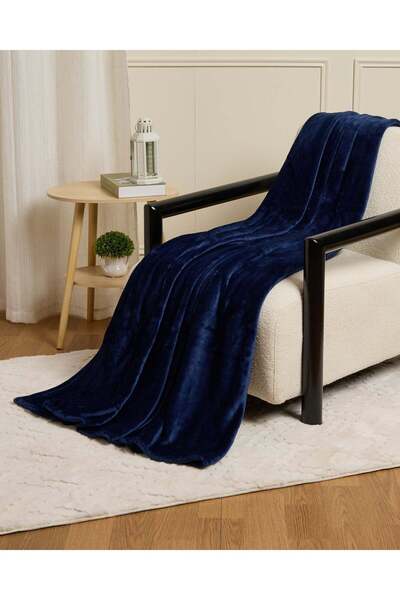 REDTAG Navy Flannel Blanket (Single Size)