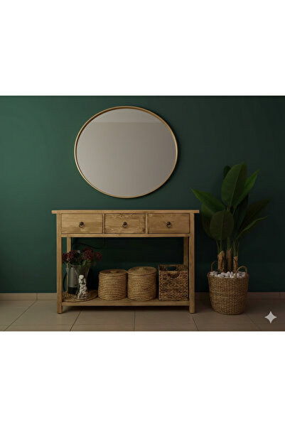 ViraHome Ahşap ve Metal Dekorasyon Masif Ahşap Çekmeceli Dresuar