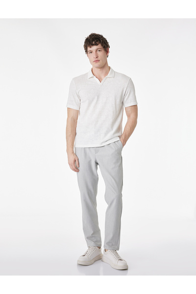 Koton Regular Fit Short Sleeve Textured Polo Neck T-Shirt