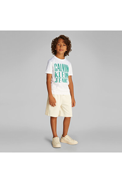 Calvin Klein Slogan Graphic Çocuk Beyaz T-Shirt