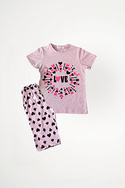 Newteam 100% памучен комплект пижама за момичета с принт | Къси ръкави и капр...