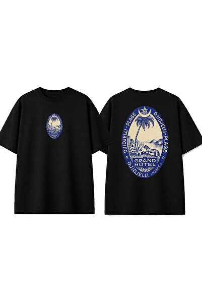 urbvn Grand Hotel Design Printed Black Oversize T-Shirt