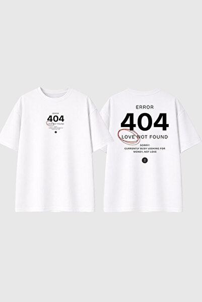 urbvn 404 Σχεδιασμένο με στάμπα λευκό μπλουζάκι oversize