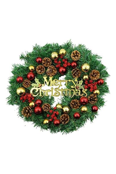 Avaleea Coroană de Crăciun pentru ușă, Roșu-Auriu-Verde, 40 cm, PVC, Artifici...