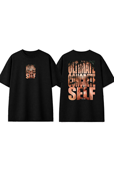 urbvn Ultimate Concrete Self Design Printed Black Oversize T-Shirt