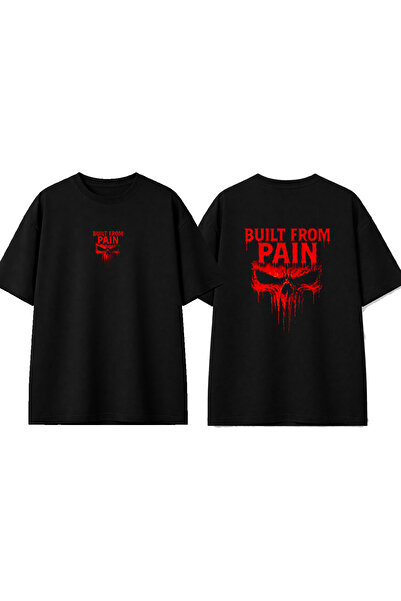 urbvn تي شيرت أسود كبير الحجم مطبوع بتصميم من تصميم بيلت فروم بين