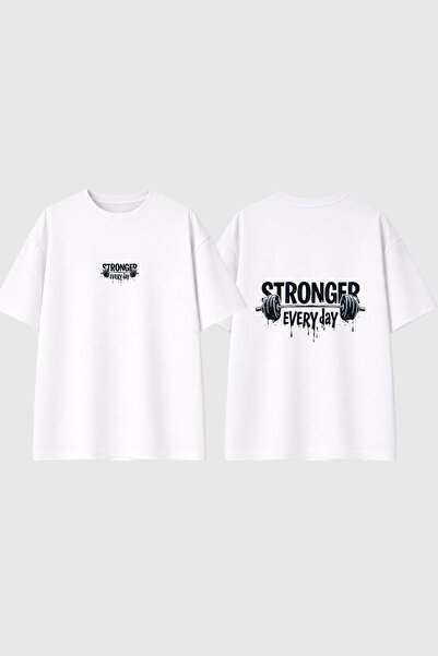 urbvn Strong Everyday Design Printed White Oversize T-Shirt
