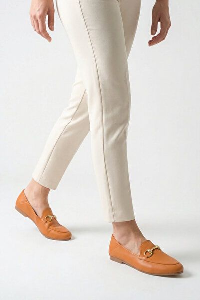 BIG OCEAN Hakiki Deri Ortopedik Babet Tokalı Kadın Ayakkabı