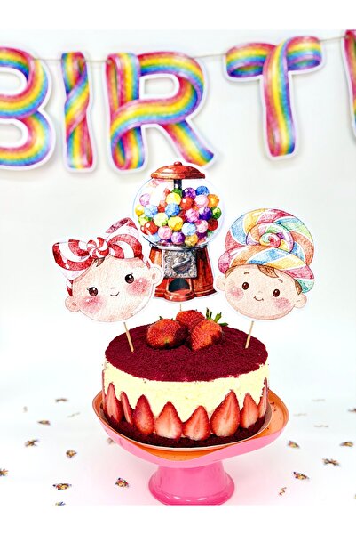 Flu Party Candy Shop - Colorful Candy Themed XL Cake Decoration Set