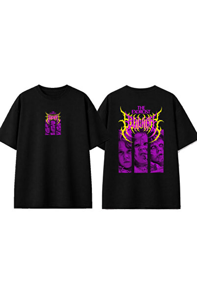 urbvn The Exorcist Design Printed Black Oversize T-Shirt