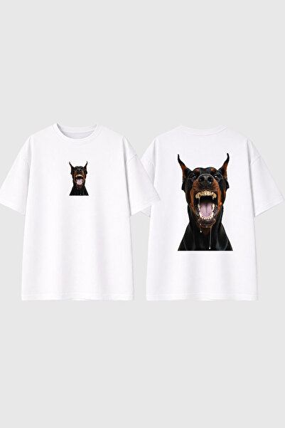 urbvn Tricou supradimensionat alb cu imprimeu Gold Teeth Dob Design