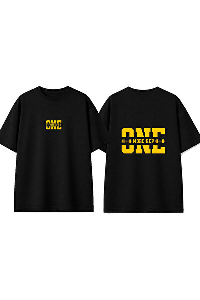 urbvn Tricou oversize negru cu imprimeu One 1 Design