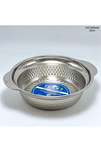 IVORY Çelik Sığ Mikser Kabı 25×7 cm | Dayanıklı ve Çok Amaçlı Karıştırma Kabı