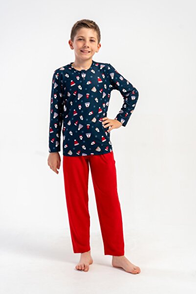 OBJE Boy's Indigo Marla Long Sleeve Pajama Top with Patches