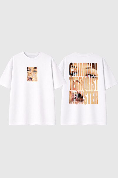 urbvn Criminal Monster Design Printed White Oversize t Shirt