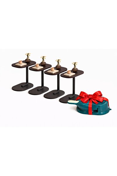 GENERAL'S عرض طاولات جانبية للكنب شكل C عدد 4 قطع + هدية قطاعة فطائر بتصميم عملي