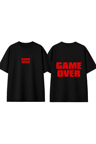 urbvn Tricou oversize negru cu imprimeu Game Over Red Design