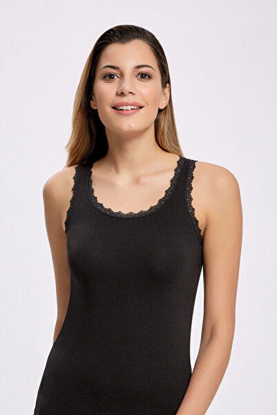 İlke 6 Pieces, Women's Tank Top, Wide Lace Straps, 92% Cotton & 8% Lycra