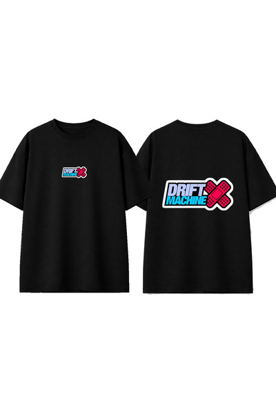 urbvn Tricou oversize negru cu imprimeu Design Drift Machine