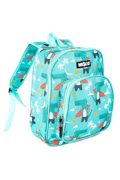 Mesco Ghiozdan pentru grădiniță cu 2 compartimente, Crocodili, Turcoaz, 32x26...