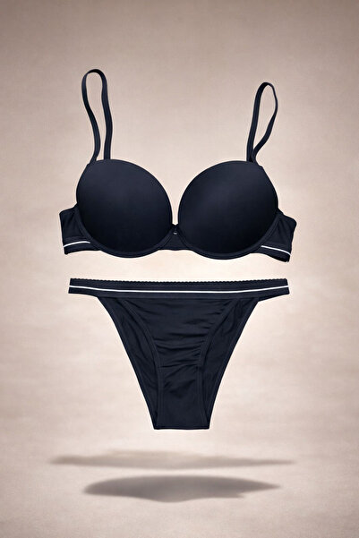 Oprah Kadın Bambu Kumaş Siyah Destekli Sütyen & Külot Takımı