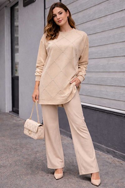 azram baklava desen taş detay tunik