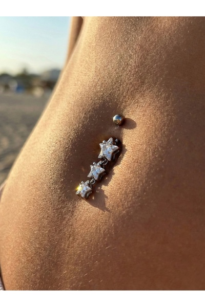 Swarthy Accessories Yıldız Desenli Göbek Piercing (316L Cerrahi Çelik)