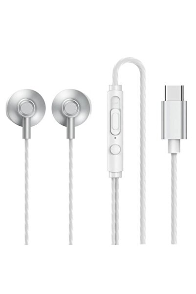 OEM Căști cu microfon, conector Type-C, bas puternic și finisaj argintiu