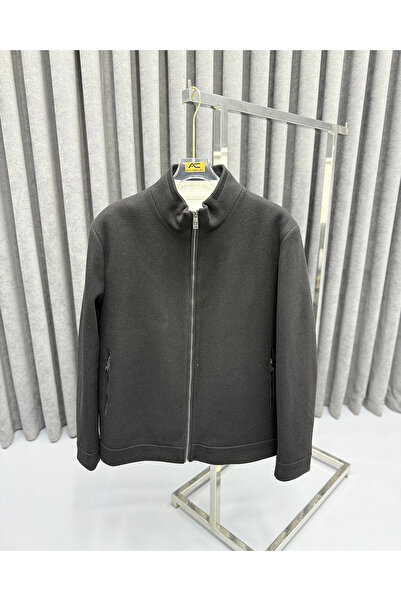 Avni Ceylan Men's Premium Hakim Collar Zippered Cashmere Coat