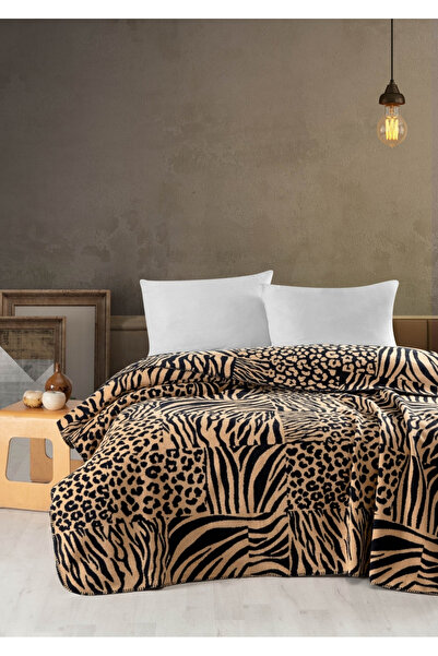 Sivalde Pătură dublă din bumbac sălbatic |   Culoare Camel/Negru, 200x220 cm