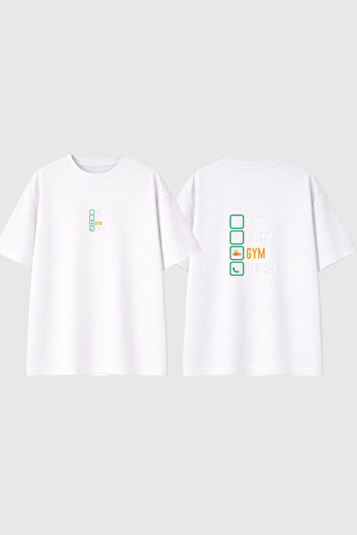 urbvn Gym Mod Design Printed White Oversize T-Shirt