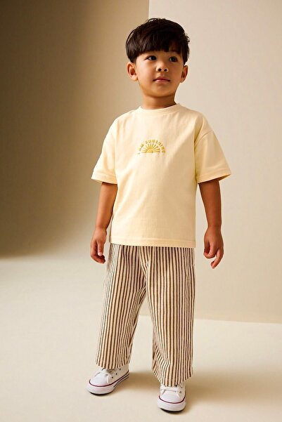 Monila Set de pantaloni de jogging cu gât rotund și imprimeu pentru băieți