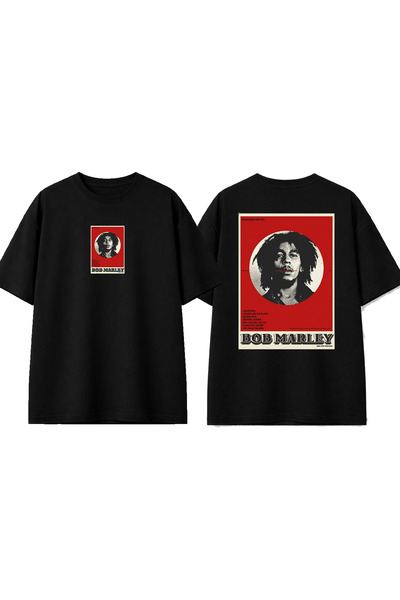 urbvn تي شيرت مارلي 3 بتصميم مطبوع باللون الأسود مقاس كبير