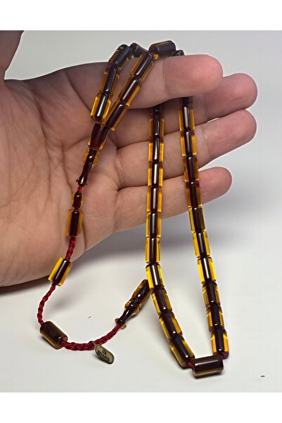 EnazStore İsa Balkaya Usta Eseri Çay Rengi Özel İşçilik Sıkma Kehribar Tesbih