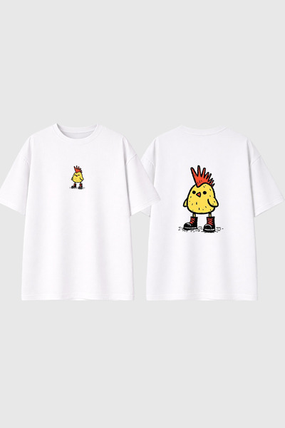urbvn Tricou oversize alb cu imprimeu Punk Chick Design