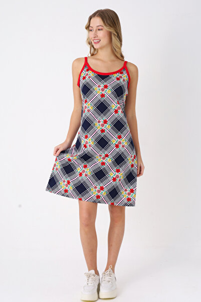 İntensive Women's 100% Cotton Patterned Strap Dress