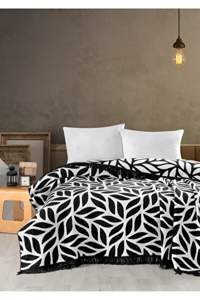 Sivalde Βαμβακερή διπλή κουβέρτα Foglia |   Μαύρο/Λευκό, 200x220 εκ.