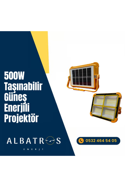 ALBATROS 500W Taşınabilir Güneş Enerjili Projektör