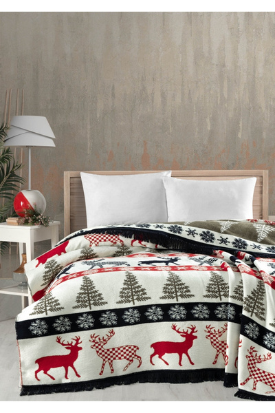 Sivalde Wintera Cotton Double Blanket |   Red/Black, 200X220 cm