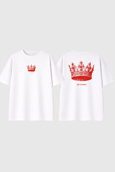 urbvn Μπλουζάκι No King Design με στάμπα, λευκό, oversized