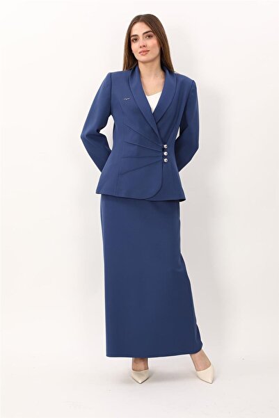 ÖNDER ÖZSOY Shawl Collar Double Breasted Model Jacket & Square Pocket Long Be...