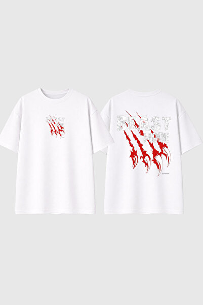 urbvn Beast 1 Design Printed White Oversize t Shirt