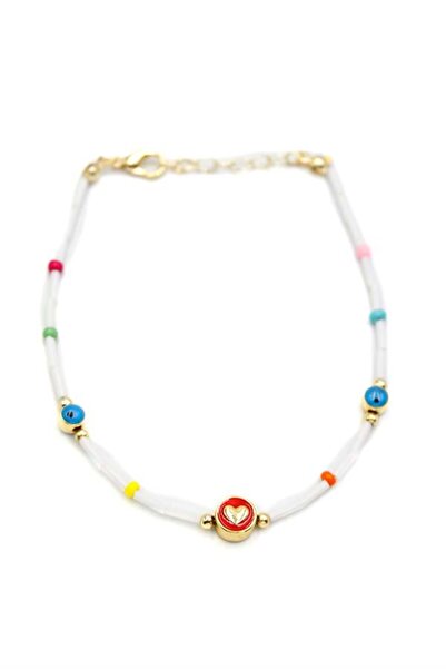 Mestore خلخال القلب المطرز - أحمر