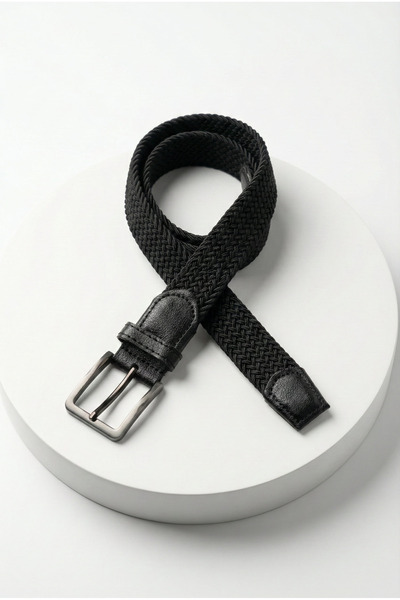 ablukaonline Curea elastică tricotată pentru bărbați, neagră