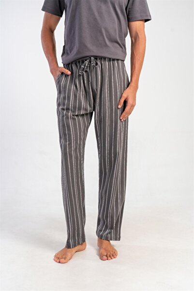 OBJE Men's Smoked Striped Patterned Flat-Leg Bottoms