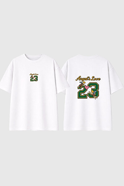 urbvn Angel Number Design Printed White Oversize T-Shirt