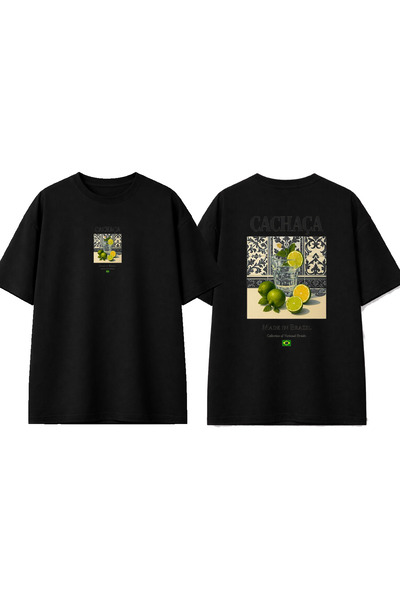 urbvn Tricou oversize negru cu imprimeu Cachaça Design