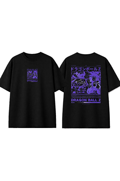 urbvn تي شيرت أسود كبير الحجم مطبوع بتصميم دراغون بول زد