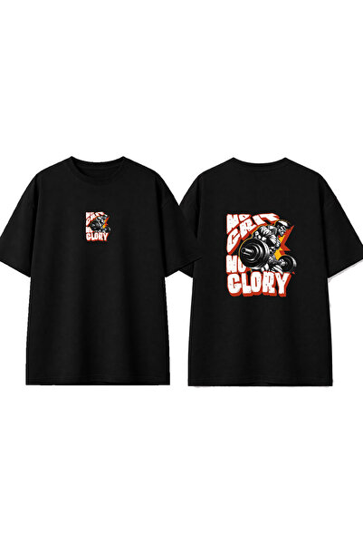 urbvn Tricou negru oversize cu imprimeu Glory Muscle Design