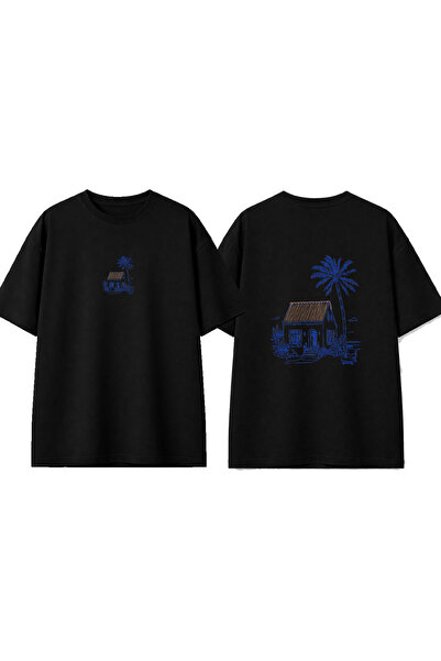 urbvn PalmiHouse Design T-shirt sa printom, crna, prevelika